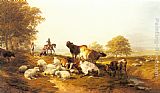 Cattle and Sheep Resting in an Extensive Landscape by Thomas Sidney Cooper